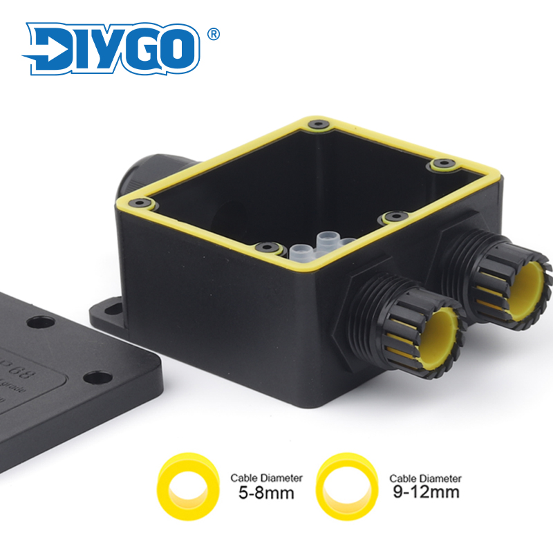 Outdoor Power Distribution Box - IP68 waterdichte aansluitdoos voor buiten, zwarte