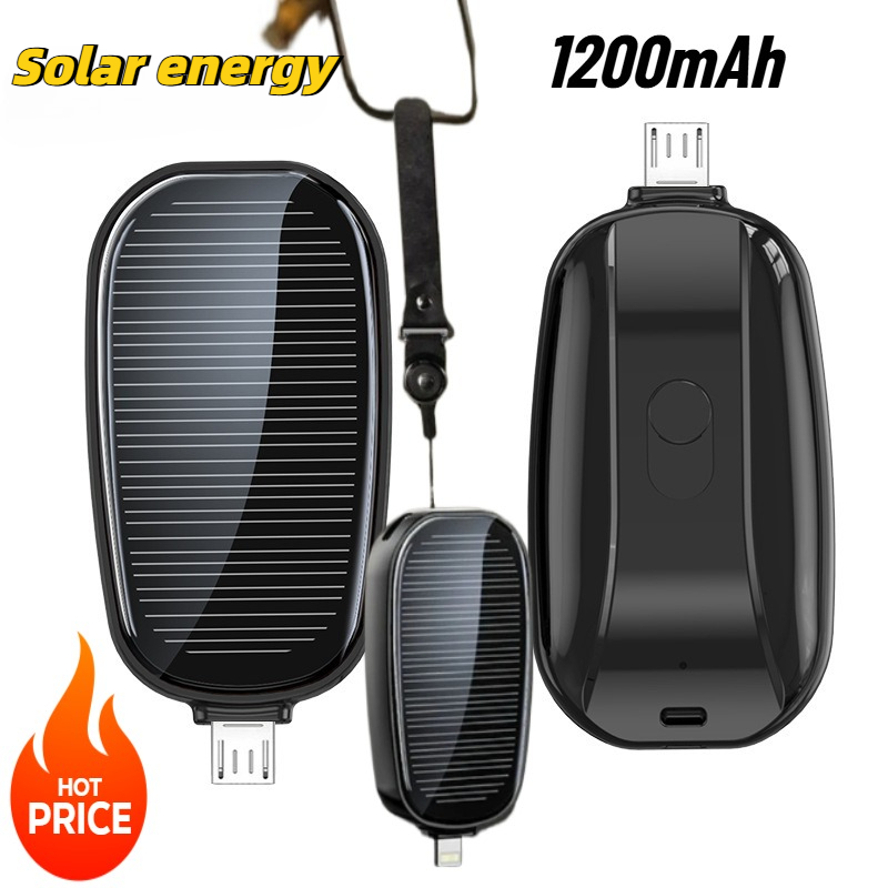 Outdoor Usb Power Outlet - 1200mAh Solar Mini Power Bank sleutelhanger
