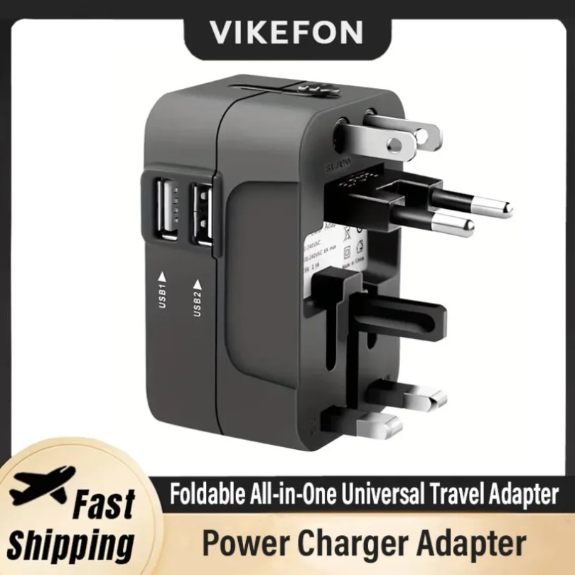 Outdoor Usb Power Adapter - Opvouwbare universele reisstroomadapter EU UK US