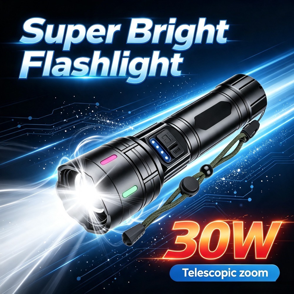 Outdoor Use Power Strip - Superkrachtige witte LED-zaklamp Telescopische zoom waterdichte