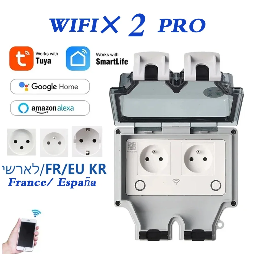 Outdoor Power Outlet Wifi - Tuya Waterdichte Elektrische Stopcontact EU FR