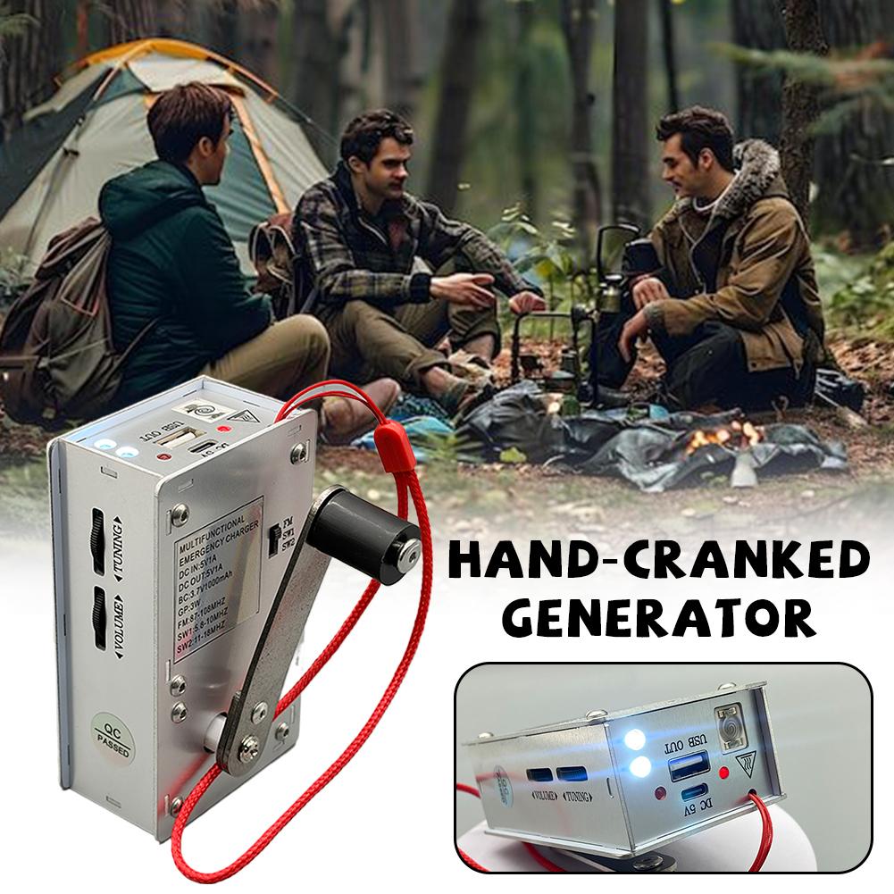 Outdoor Power Equipment Brands - Handaangedreven noodstroomgenerator met USB-lader, radio en