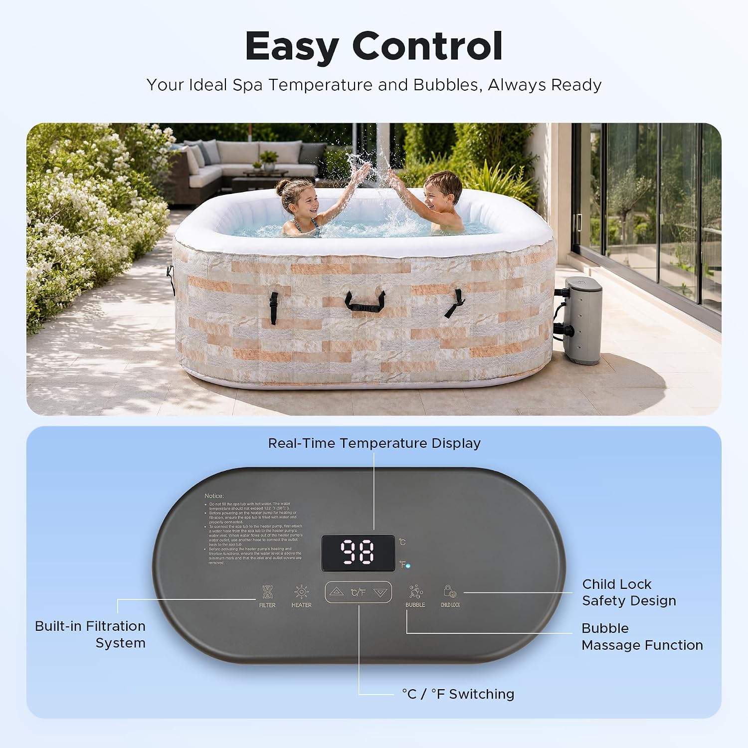 6ft Opblaasbaar Bubbelbad, 4-P - Outdoor Power For Hot Tub recensie en prijs