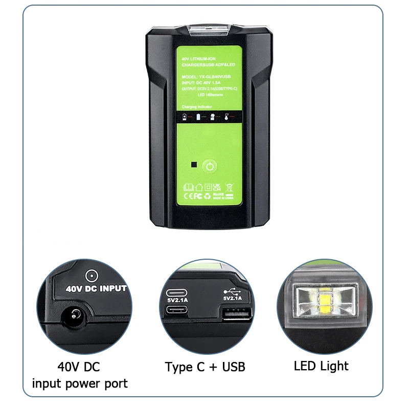 Voor Greenworks 40V Lithium-Io - Outdoor Usb Power Adapter recensie en prijs