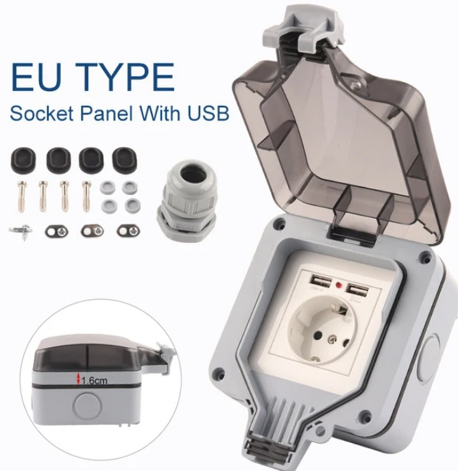 IP66 EU Standaard Duitse stijl - Outdoor Usb Power Outlet recensie en prijs